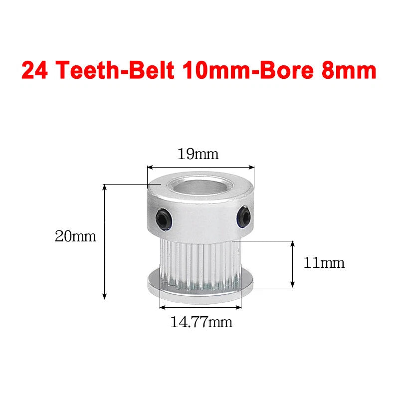 2GT Drive Pulley With Step 16 Tooth - 100 Tooth Bore 4mm - 25mm for 10mm Belt