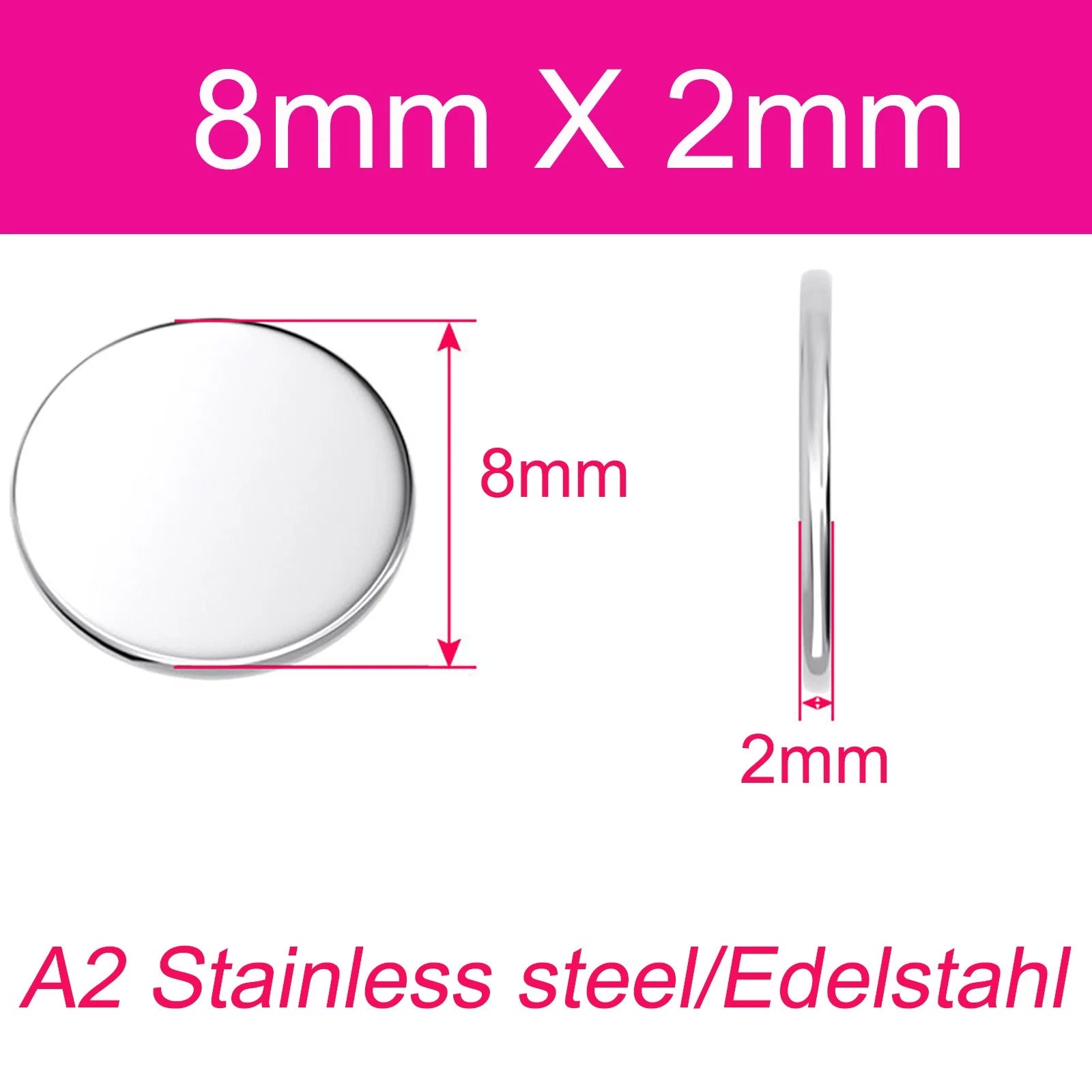 Round Plate A2 Stainless Steel Sheet Plate Thick 1/1.5/2/2.5/3/4/5mm Dia 6-80mm