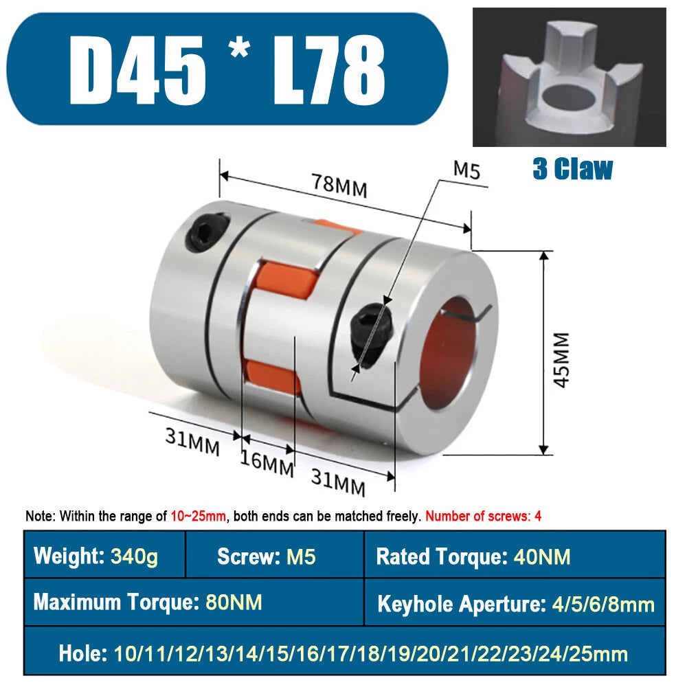 Flexible Plum Coupling Shaft Coupler D45 * L66/L78 CNC Stepper Motor 3D Printer