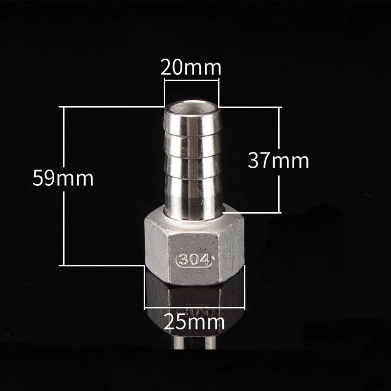 Stainless Steel Female Threaded Hose Barb Fittings — 1/4" to 3/4" NPT