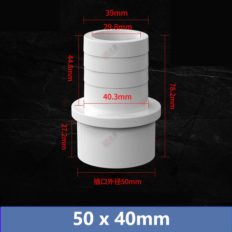 5mm - 63mm Hose Nozzle PVC Plastic Pipe Fittings Barb Connectors Sleeve White