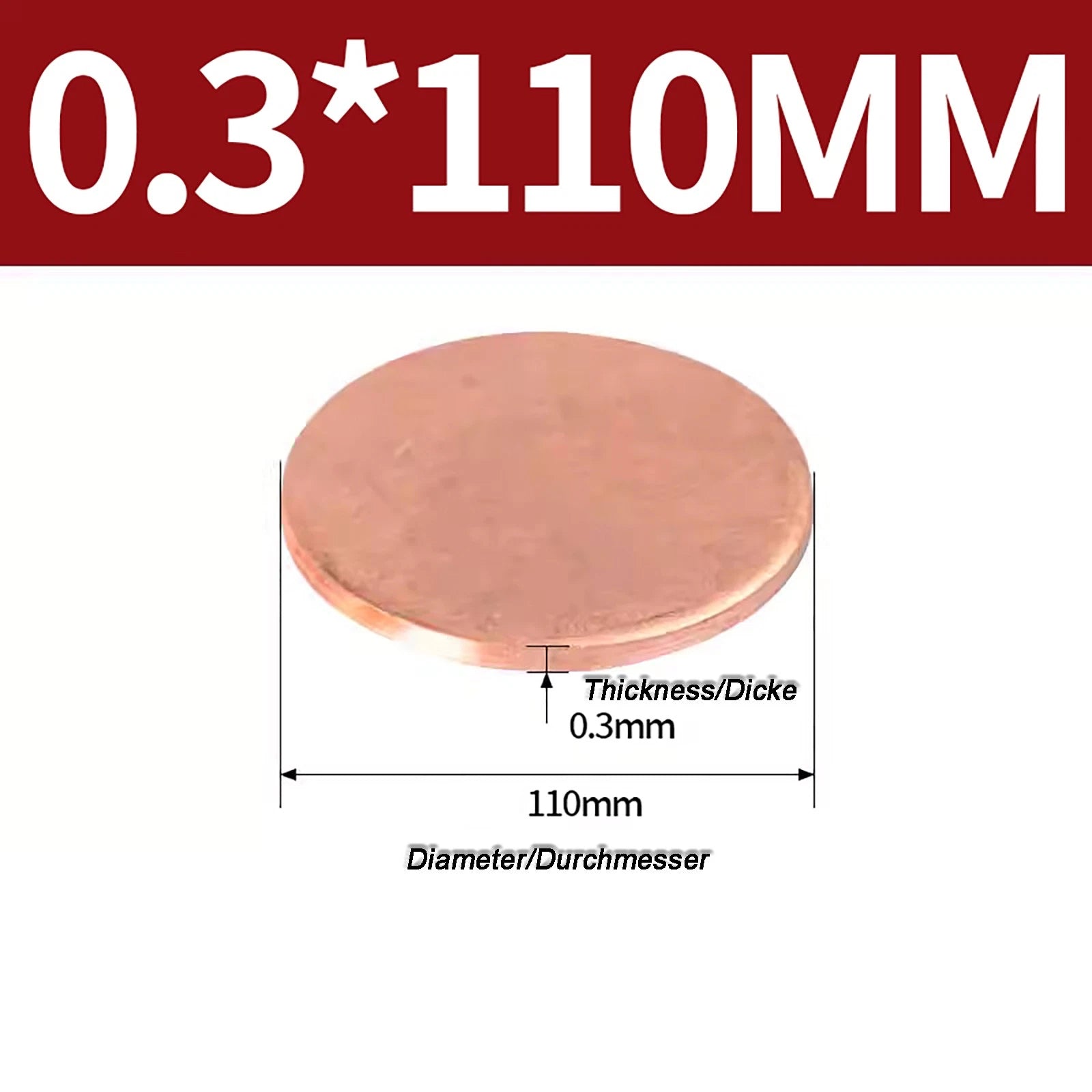 Solid Pure Copper Discs Blanks Round Plate Metal Sheet Thick 0.3~6mm Ø10mm~150mm