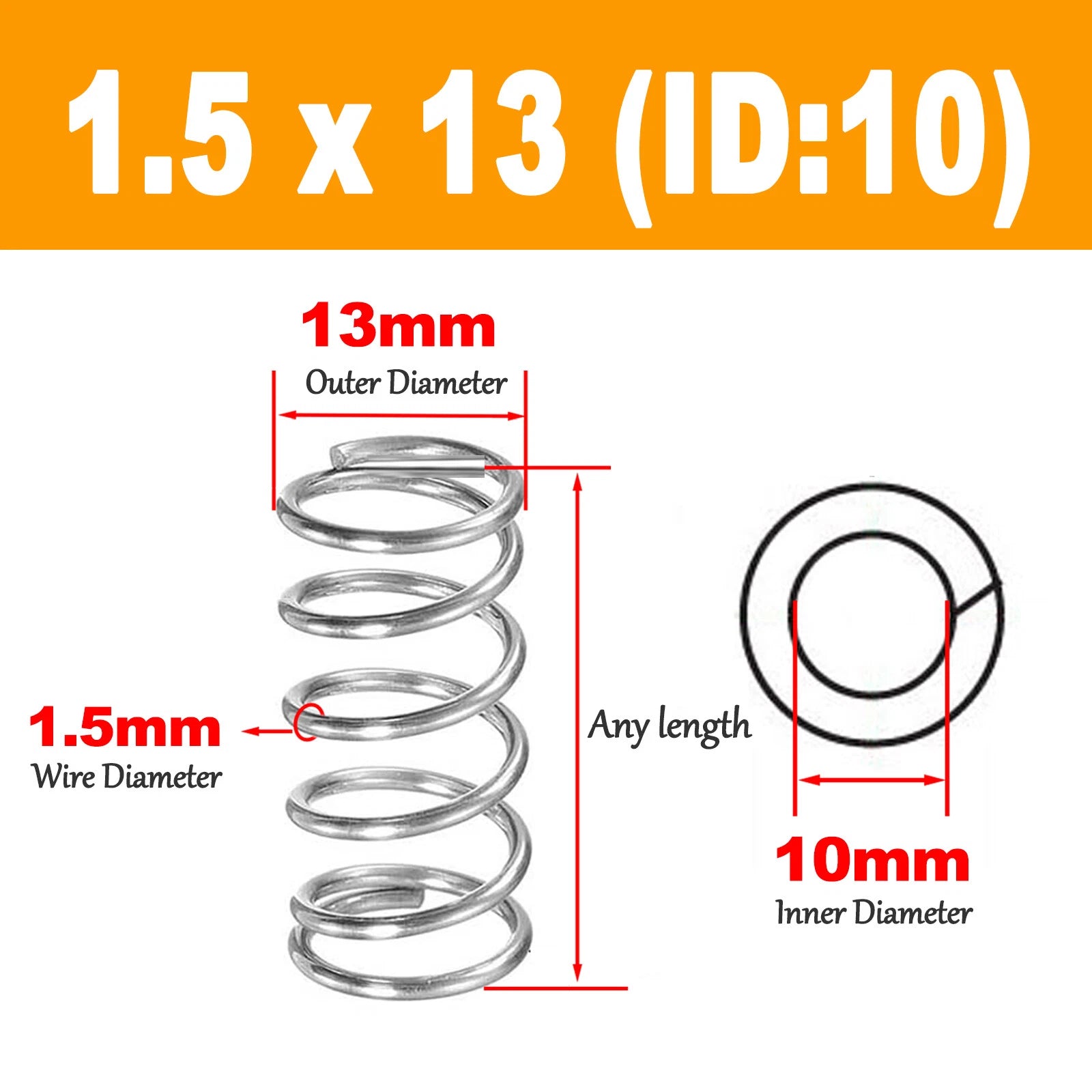 A2 Stainless steel Small Compression Springs Wire Dia.1.5mm OD 9-15mm L:10-120mm
