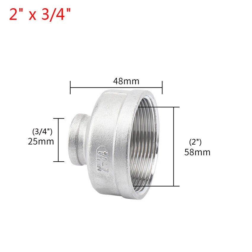 BSP Female Pipe Fittings Reducer Adapter, 304 Stainless Steel, 3/8" to 2"
