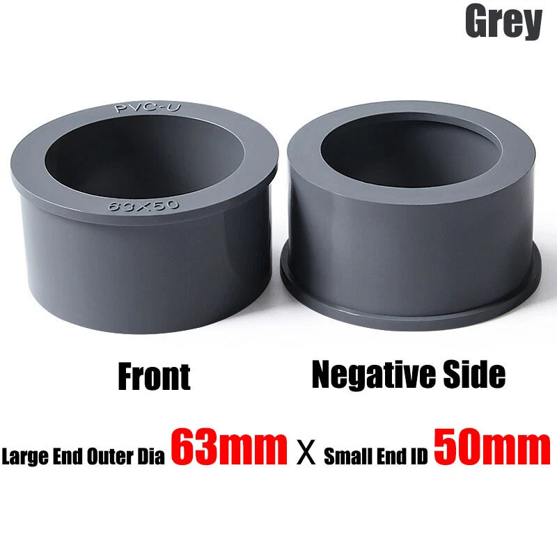 20mm to 90mm PVC Pipe Eccentric Reducing Bushing Fittings Connector Joints Grey
