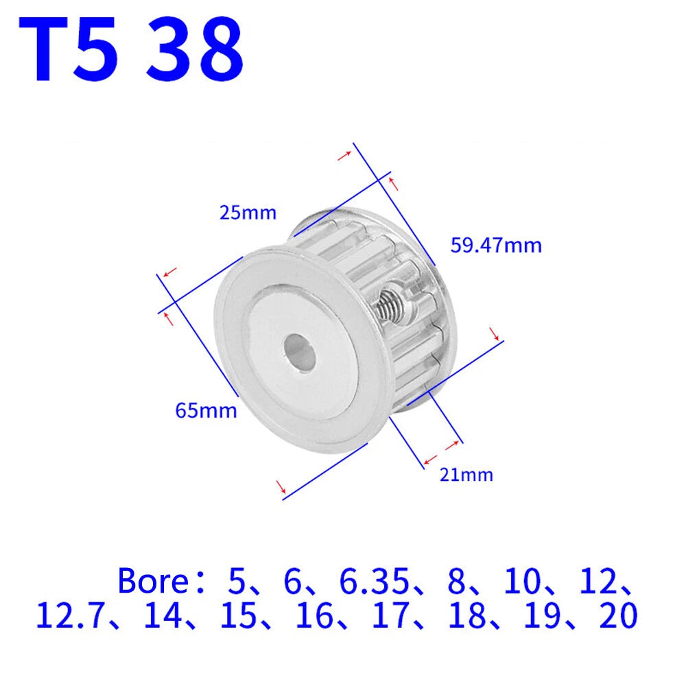 T5 12T-60T Timing Belt Pulley Pitch 5mm AF-type With Keyway Teeth Width 21mm
