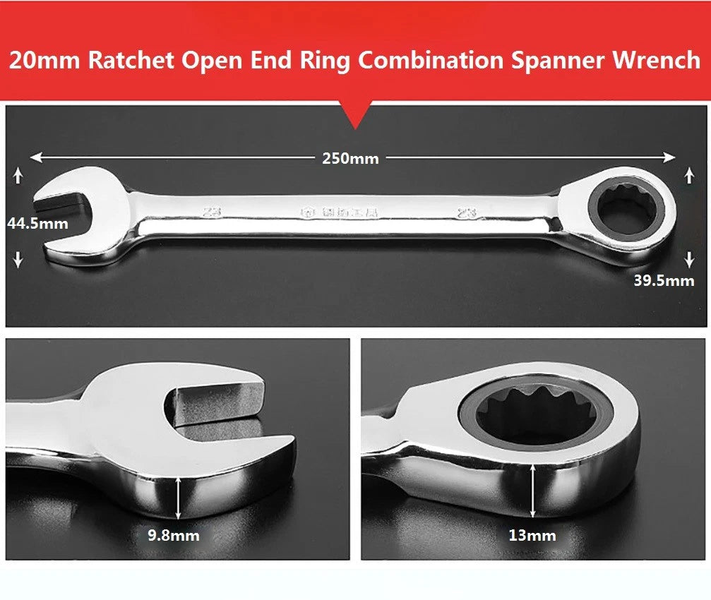 Ratchet Open End Ring Combination Spanner Wrench Set Automotive Tool 6mm-24mm