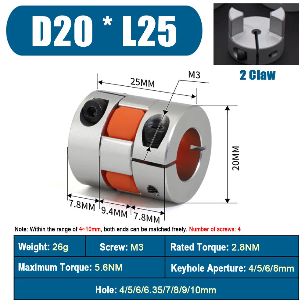 CNC Shaft Coupler Flexible Plum Spider Jaw Coupling Stepper Motor All Bore Sizes