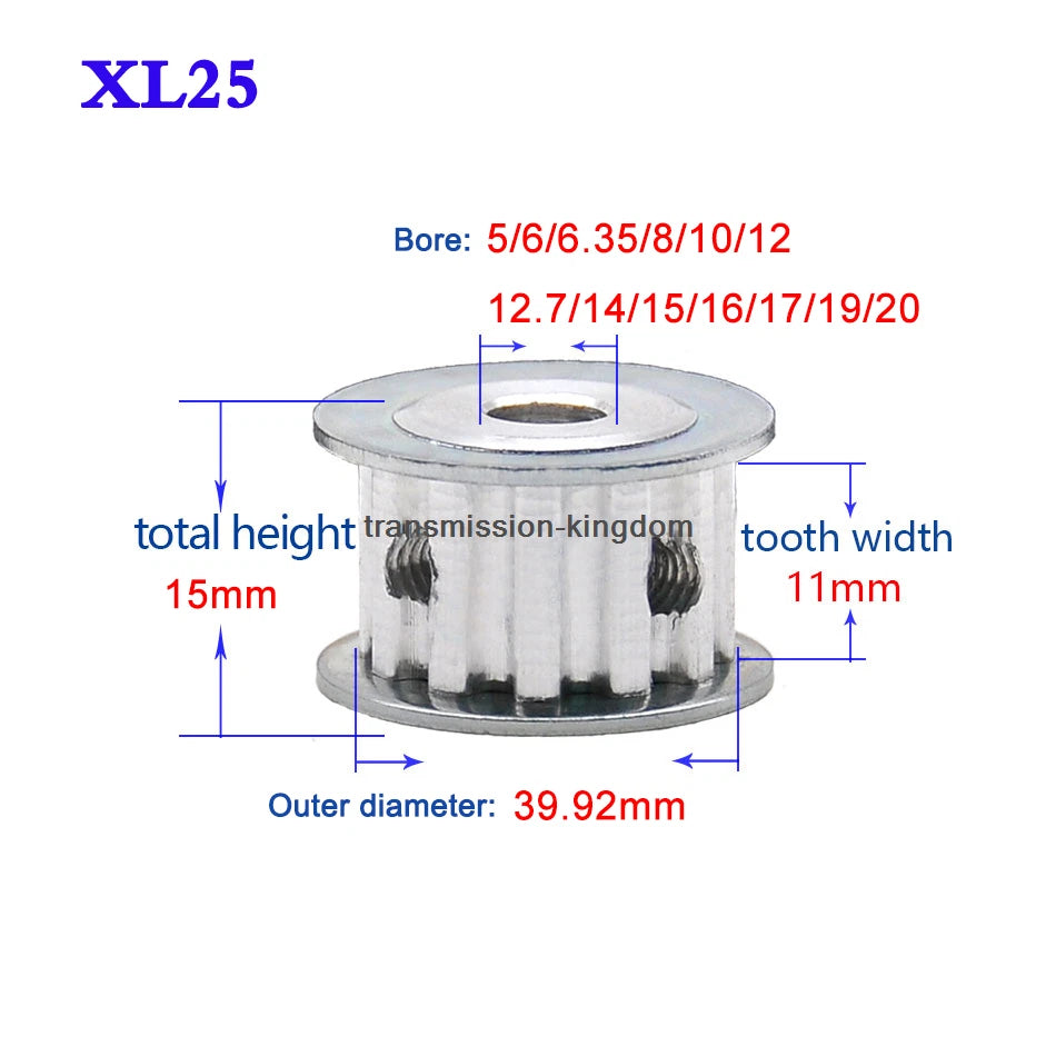 XL 10T-40T Synchronous Wheel Width 11mm Timing Belt Pulley Bore 4-20mm