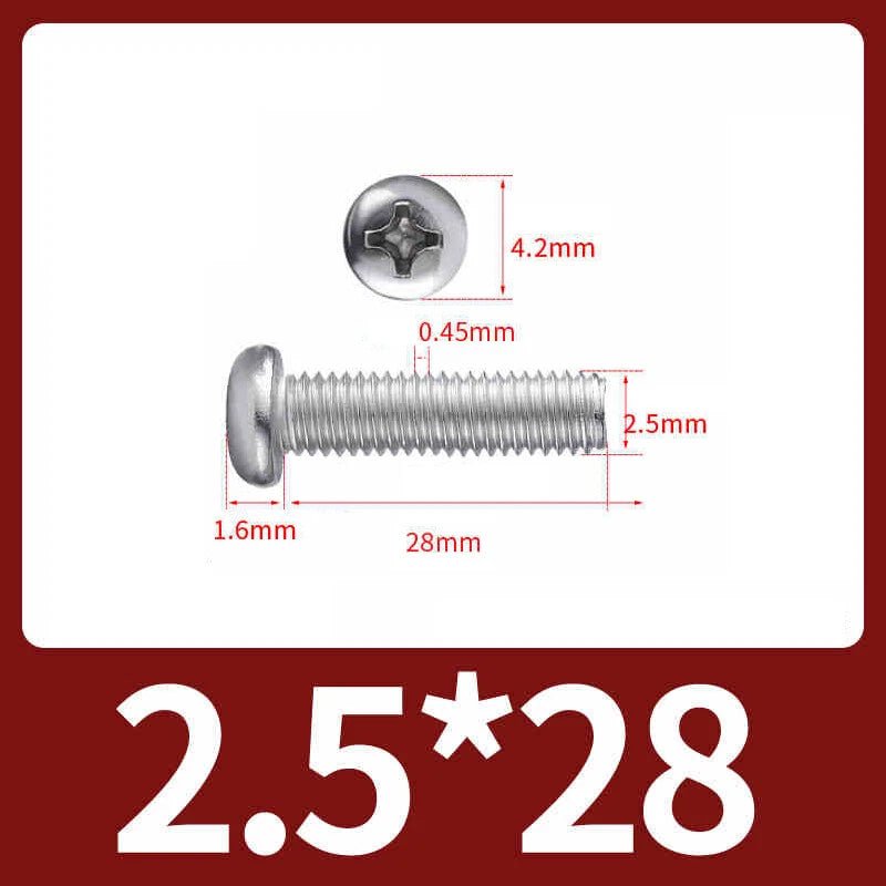 M2.5 Pozi Pan Head Machine Screws A2 Stainless Steel — Multiple Lengths - HomeDIYer