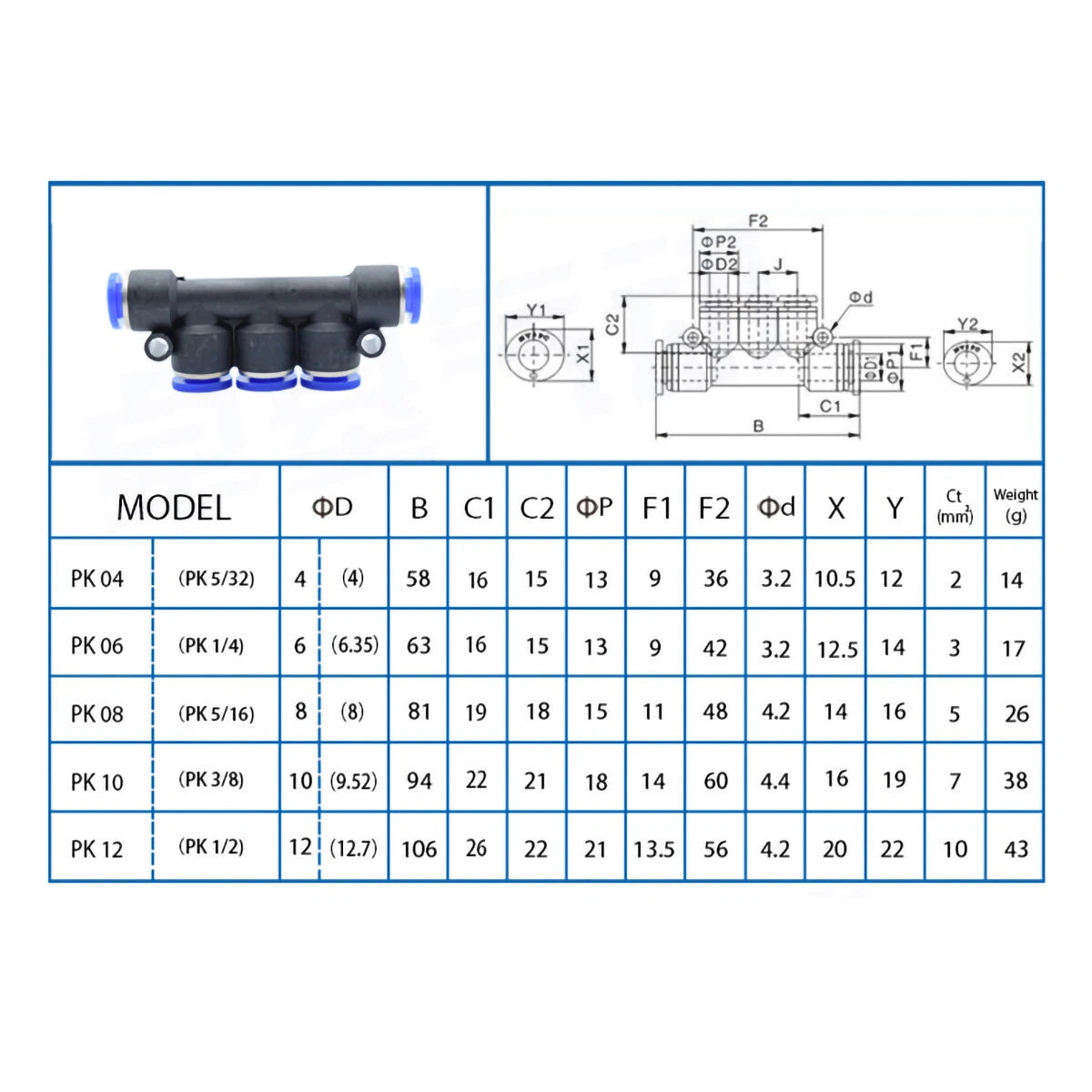 Pneumatic Push-In Fittings | Air & Water Hose Quick-Release Tube Connectors