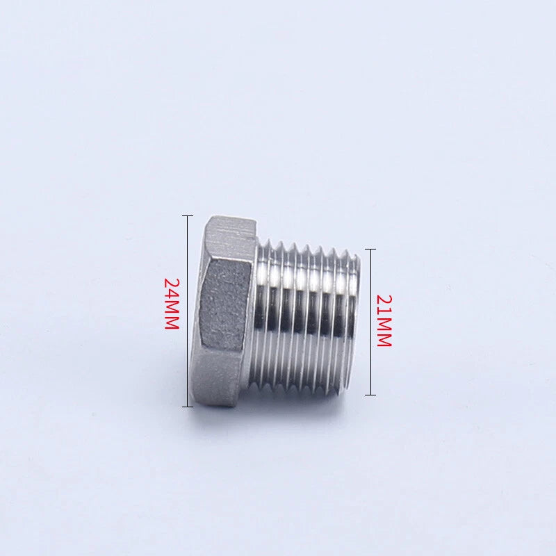 BSP Male Stainless Steel Countersunk End Plug — Internal Hex, 1/4" to 2"