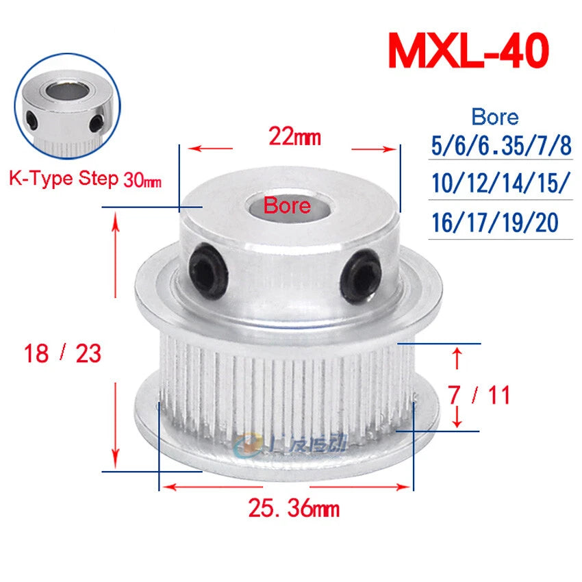 MXL 14-160Teeth Timing Belt Pulleys Pitch 2.032mm With Step For 10mm Width Belt