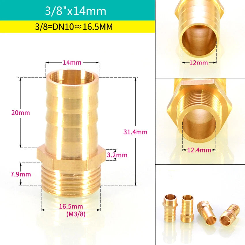 BSP Male & Female Thread Barb Hose Tail Connector — Air Fuel Water