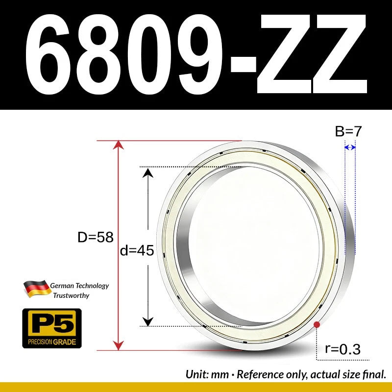 Thin Wall Bearings Deep Groove Ball Bearing ZZ or RZ, ID 10-95mm, OD 19-120mm
