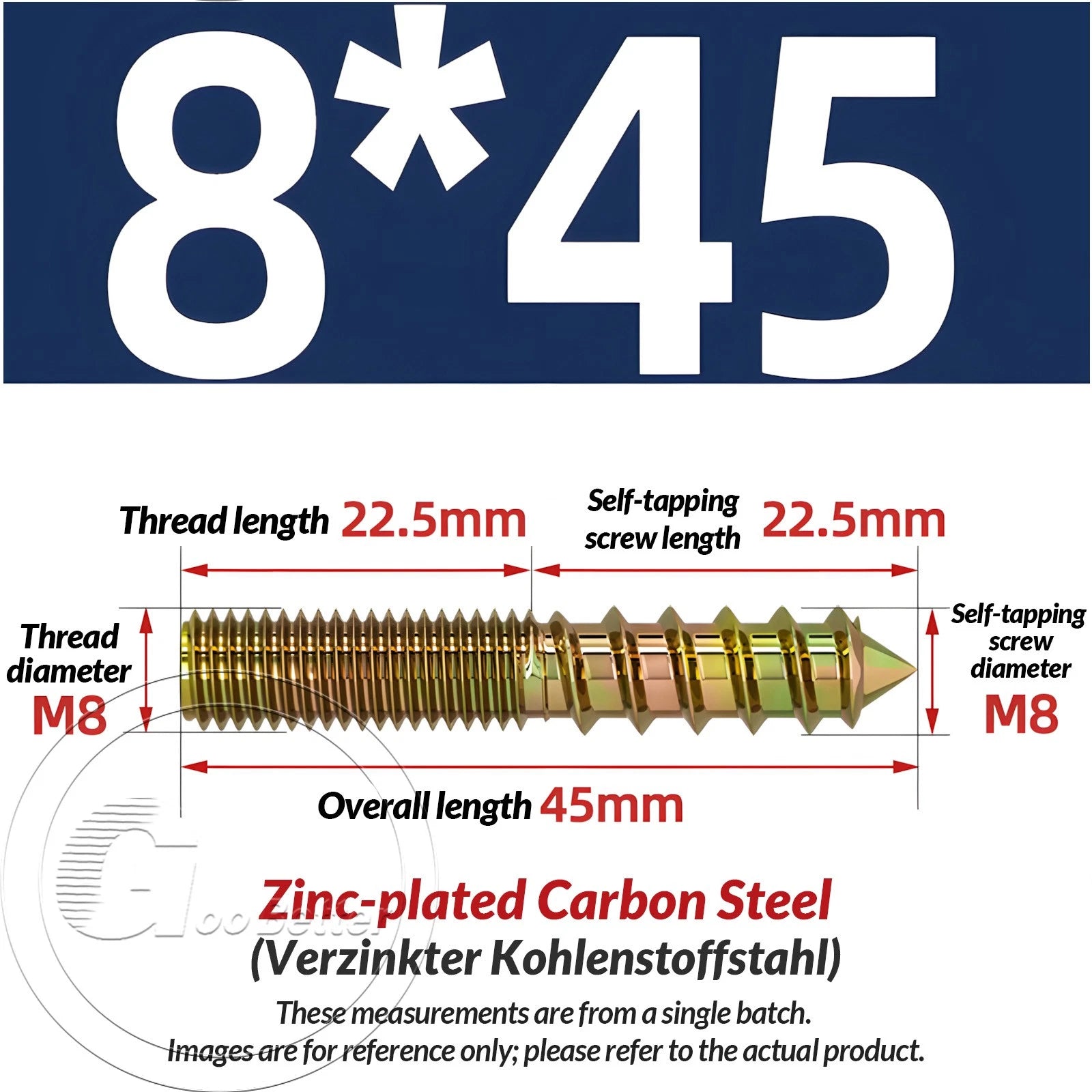 Galvanized Double-Ended Hanger Bolts M4 M5 M6 M8 M10, Wood-to-Metal Screws