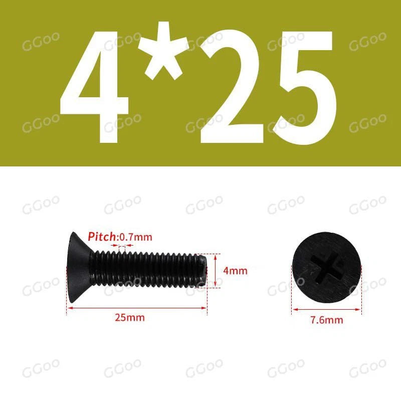 Nylon Countersunk Phillips Screws M2.5–M8, PA66 Non-Conductive Corrosion-Free