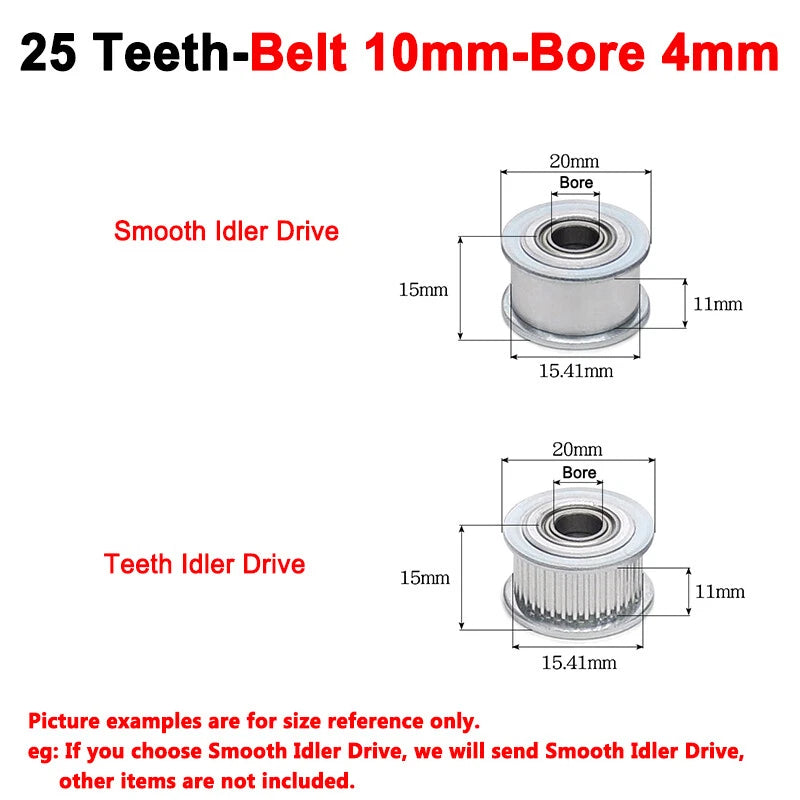 2GT Smooth-Tooth Idler Pulley 16Tooth - 40Tooth Bore 3mm 4mm 5mm 6mm 7mm 8mm