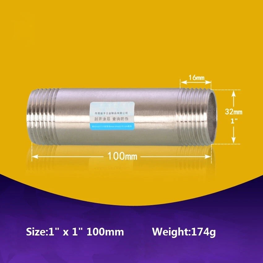 Stainless Steel BSP Male Threaded Double Nipple Pipe Extension Fitting | 1/2" 3/4" 1"