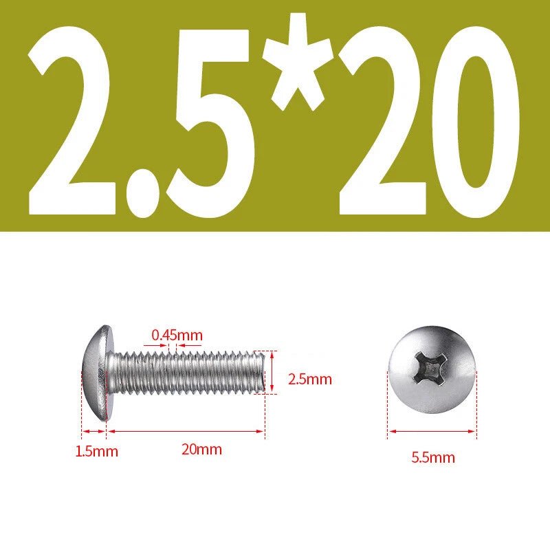 Phillips Button Head Machine Screws — Steel M2 M2.5 M3 M4 M5 M6 - HomeDIYer
