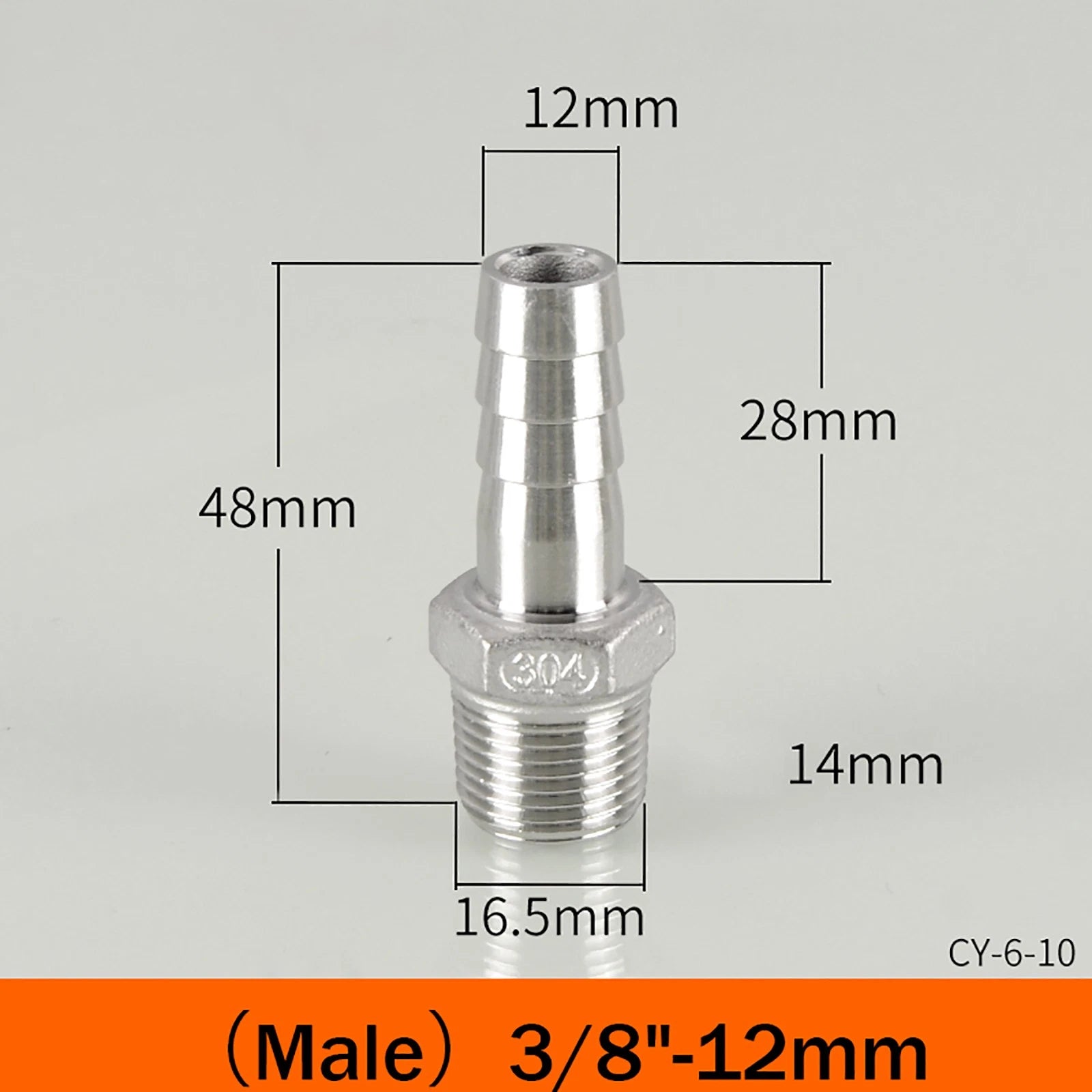BSP Male Taper Thread x Hose Tail Adapter Fittings — Stainless Steel 304
