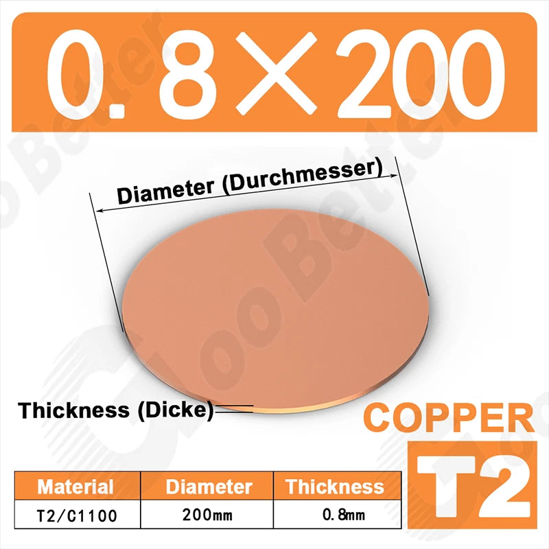 Solid Pure Copper Discs Blank Metal Round Sheet Plate Thick 0.5-3mm Dia 20-100mm