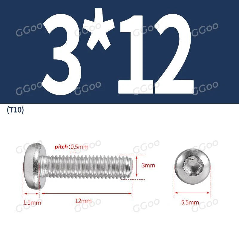 A2 Stainless Steel Torx Pan Head Machine Screws — M2 to M8, Six-Lobe Drive