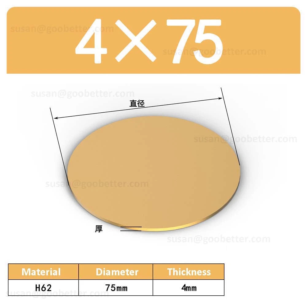 H62 Solids Brass Discs Blanks Metal Round Sheets OD 10mm-300mm Thick 0.3mm-4mm