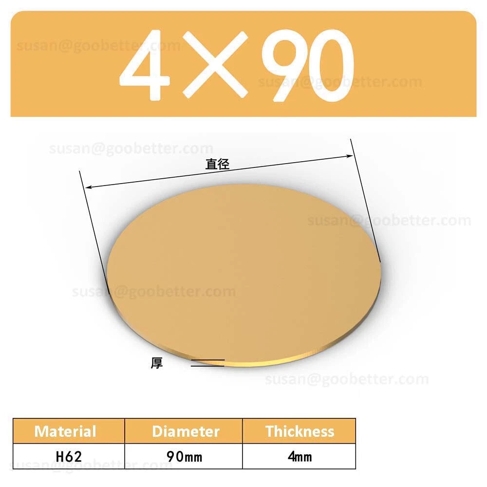H62 Solids Brass Discs Blanks Metal Round Sheets OD 10mm-300mm Thick 0.3mm-4mm