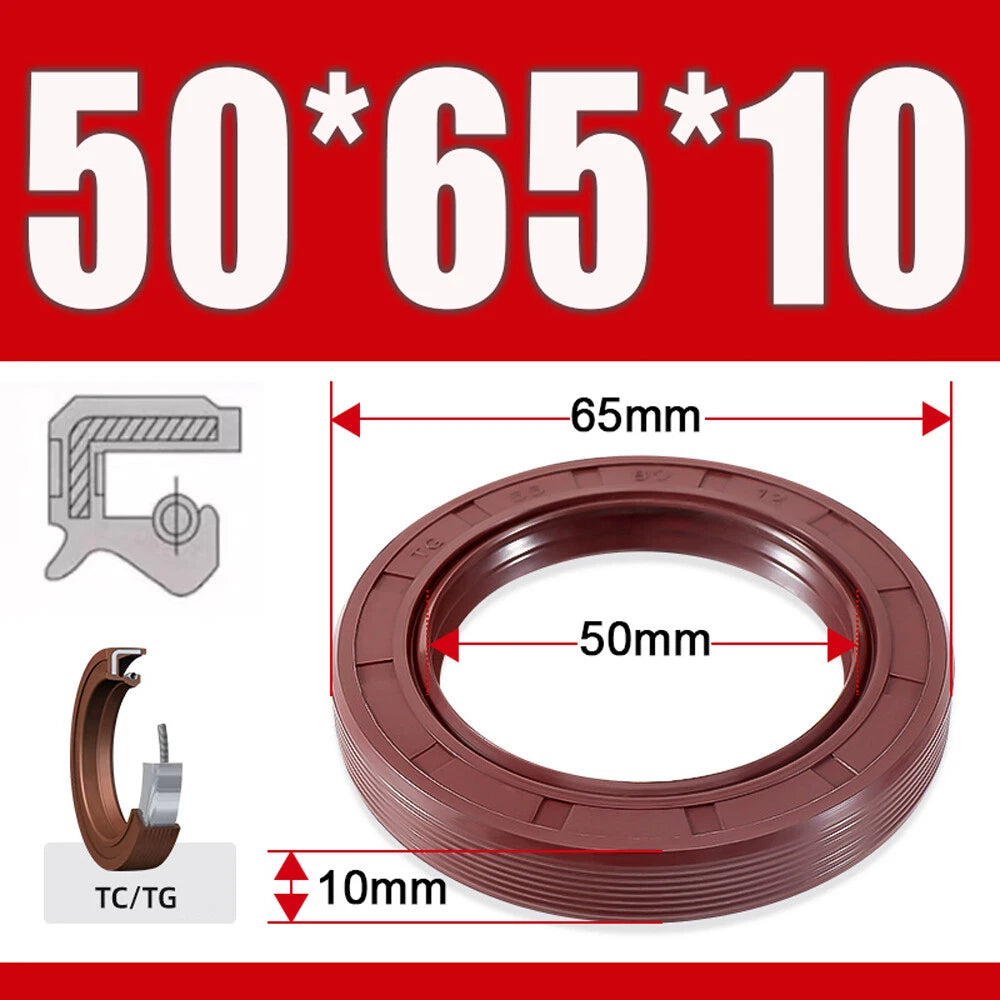 TC/TG Dual Lip FKM Oil Seal — Metric Rotary Shaft Sealing Ring, ID 25–50mm