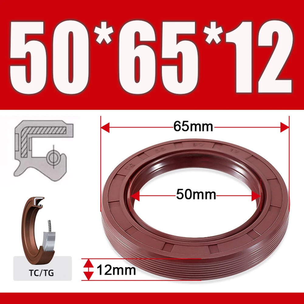 TC/TG Dual Lip FKM Oil Seal — Metric Rotary Shaft Sealing Ring, ID 25–50mm