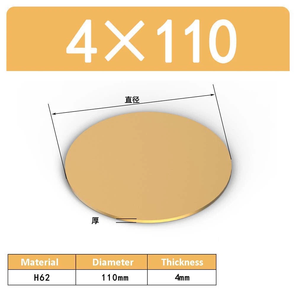 H62 Solids Brass Discs Blanks Metal Round Sheets OD 10mm-300mm Thick 0.3mm-4mm