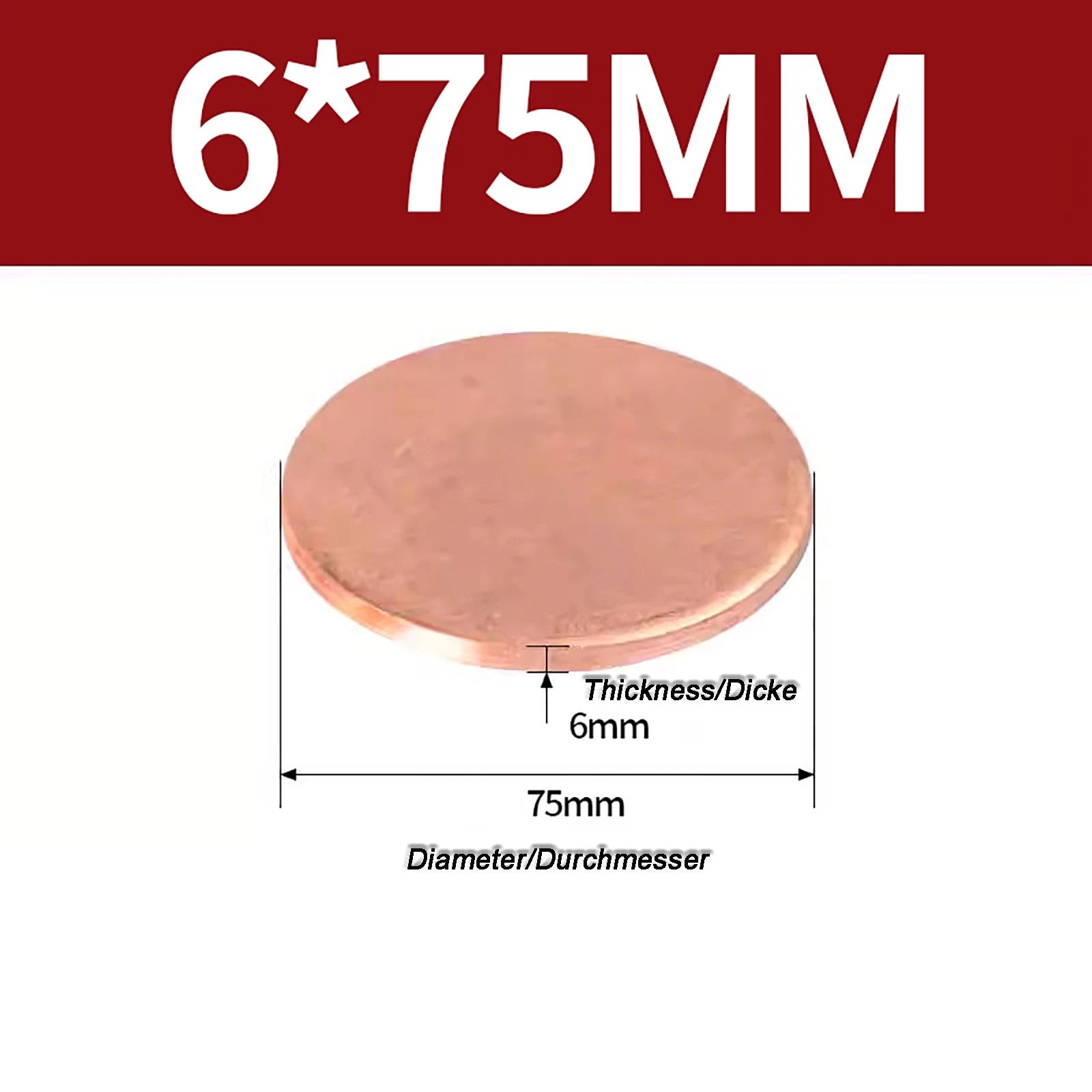 Solid Pure Copper Discs Blanks Round Plate Metal Sheet Thick 0.3~6mm Ø10mm~150mm