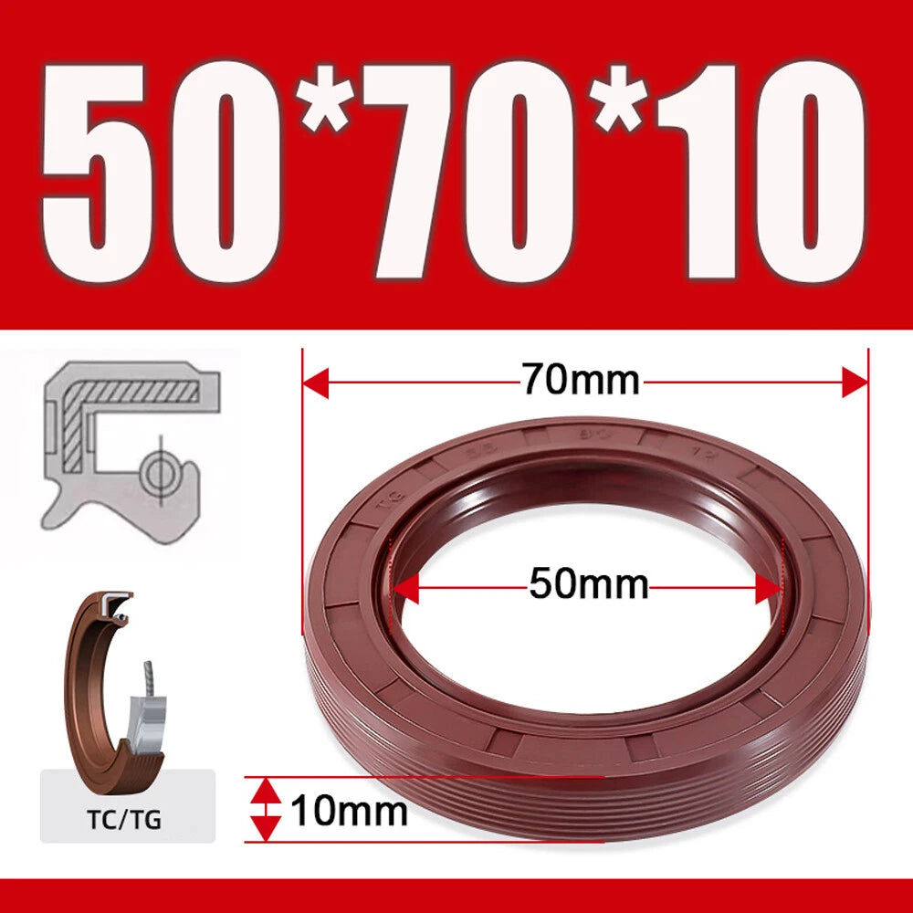 TC/TG Dual Lip FKM Oil Seal — Metric Rotary Shaft Sealing Ring, ID 25–50mm
