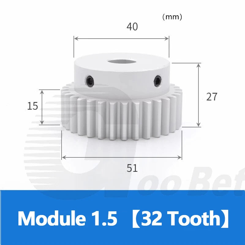 Spur Gear Aluminium Mod 1.5 with Hub 12- 32 Tooth Pinion Motor Gear Bore 6-20mm