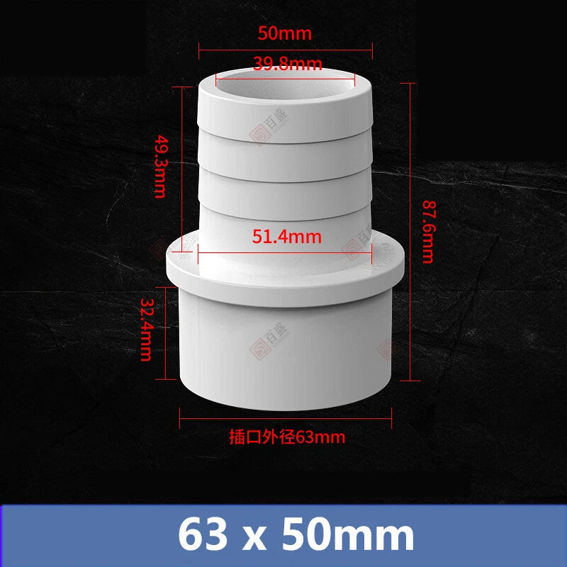 5mm - 63mm Hose Nozzle PVC Plastic Pipe Fittings Barb Connectors Sleeve White