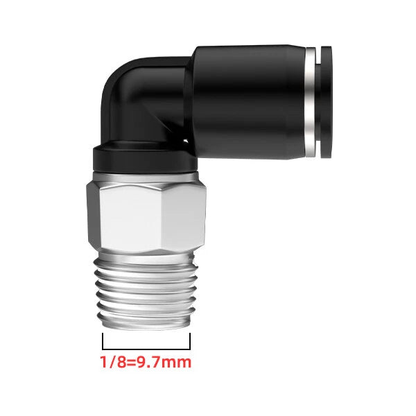 Male Thread Elbow Push-in Pneumatic Fitting | Micro Swivel Air Hose Connector