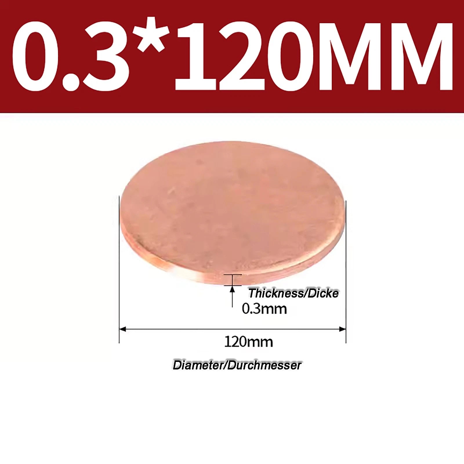 Solid Pure Copper Discs Blanks Round Plate Metal Sheet Thick 0.3~6mm Ø10mm~150mm
