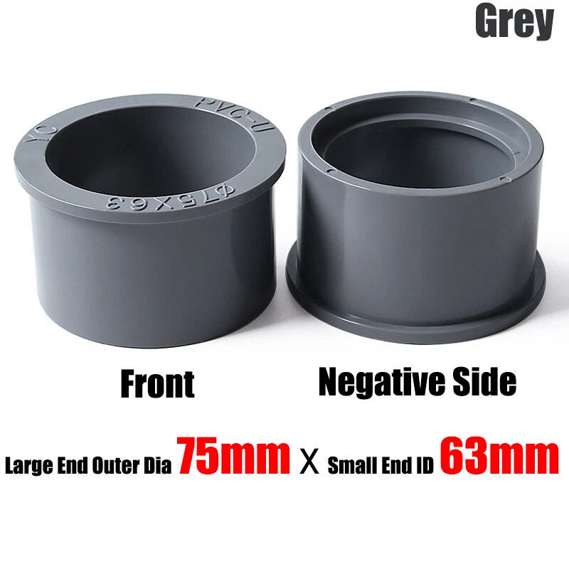 20mm to 90mm PVC Pipe Eccentric Reducing Bushing Fittings Connector Joints Grey