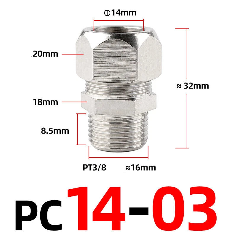Brass Male Compression Fittings – BSP Hydraulic Adaptor, 1/8" to 1/2" Bore (PC4–PC16)