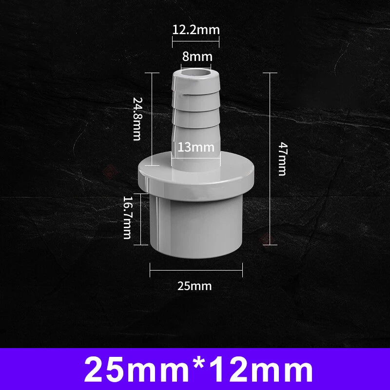 White Grey Pagoda PVC Pipe Connector Fittings 20 25mm Adapter To Hose OD 5~20mm