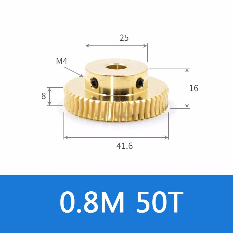 Brass Worm Wheel Gear 0.5/0.8/1/1.5 Module Transmission Gear Worm Rod Gear Shaft