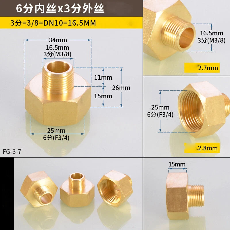 Hex Reducer Bushing Female to Male NPT Hose Fitting — 1/8" to 1" Sizes