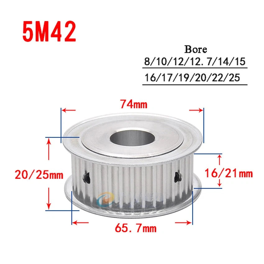 HTD-5M 10T-60T Timing Belt Pulley AF-Type Bore 5-25mm, For 15mm Width Belt
