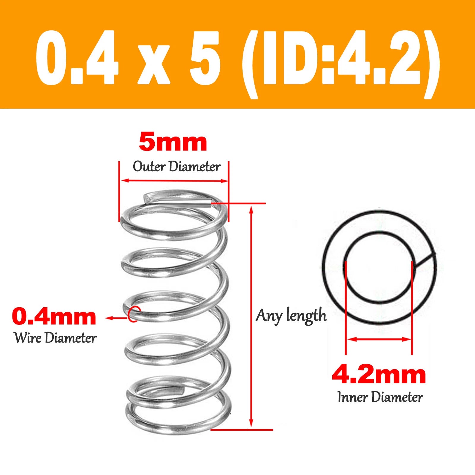 Compression Spring 0.40mm Wire Dia ,2 - 12mm OD Small Pressure Springs 304 Steel
