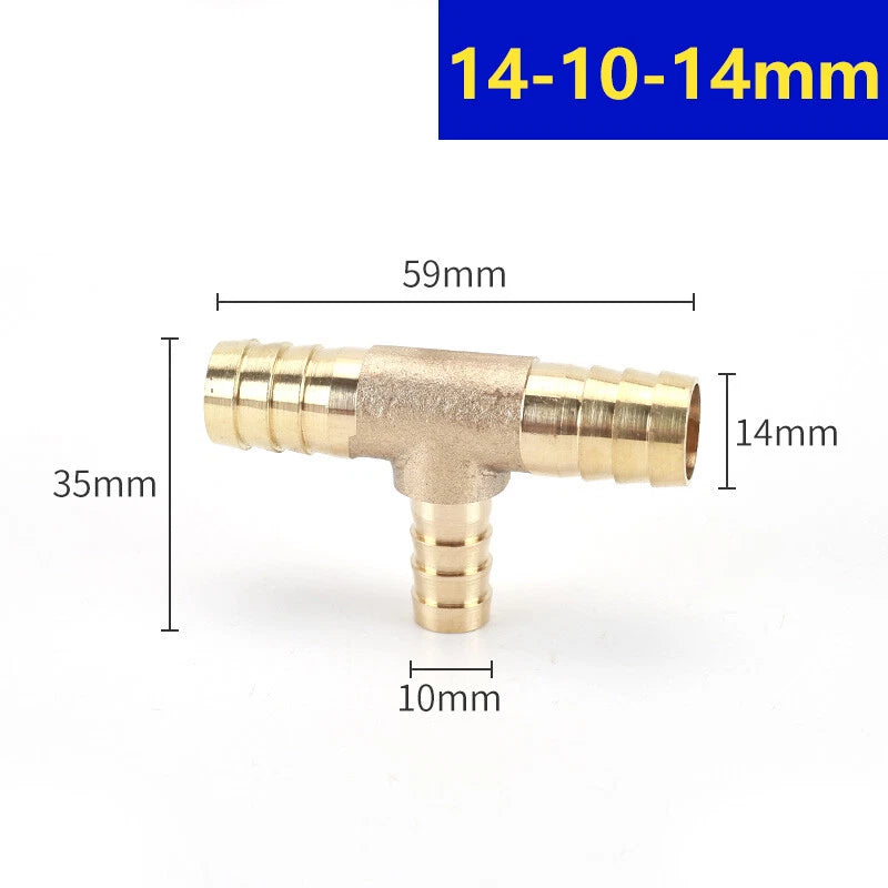 Brass Barbed T-Piece Hose Joiner Reducer Tee Connector — Air, Water & Fuel Fittings