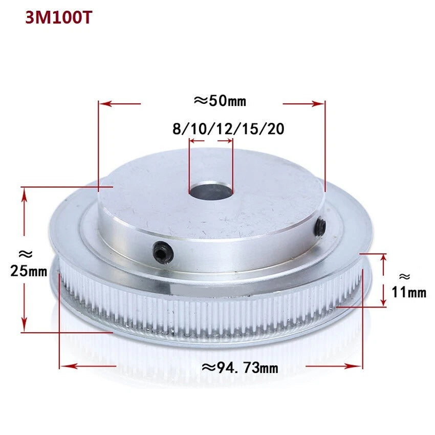 HTD-3M 12T-150T Timing Belt Pulley Pitch 3mm Tooth Width 11mm Synchronous Wheel