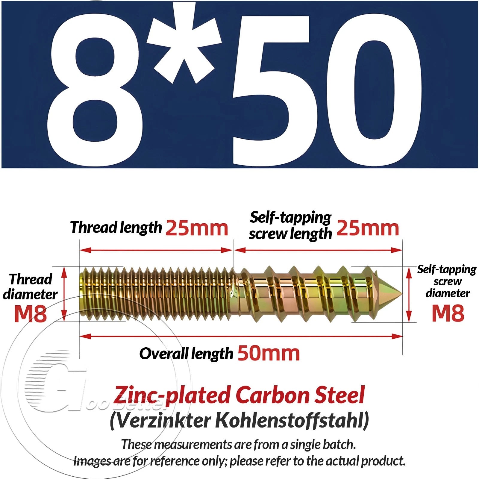 Galvanized Double-Ended Hanger Bolts M4 M5 M6 M8 M10, Wood-to-Metal Screws