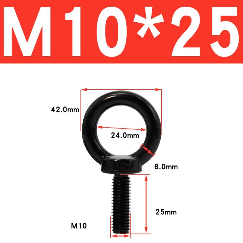 Black 304 Stainless Steel Eye Bolts and Eye Nuts — M3 to M20 Lifting Hardware - HomeDIYer