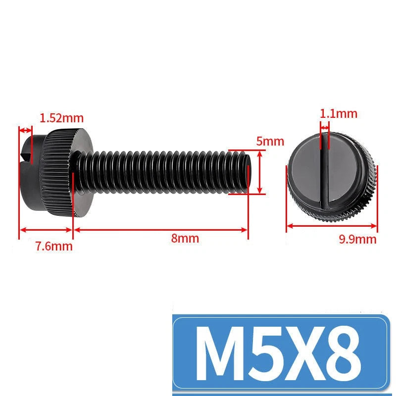 Black Nylon Thumb Screws — PA66 Knurled Slotted Head, M3 M4 M5 M6 M8